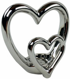 Garden Greatness Silver Double Heart Tealight H - thumbnail 1