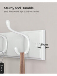 LEDREM Coat Rack, Wall-Mounted Coat Hook, 4 Dual Metal Hooks, For Coats, Bags, In The Hallway, Bedroom, Living Room, White - thumbnail 7