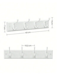 LEDREM Coat Rack, Wall-Mounted Coat Hook, 4 Dual Metal Hooks, For Coats, Bags, In The Hallway, Bedroom, Living Room, White - thumbnail 9