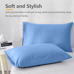 Ameha Bedding Pillowcase-Plain Dyed Light Blue Breathable Envelope Durable Pillow Cover 2 Pair (50 X 75 Cm) Pillow Covers - thumbnail 8
