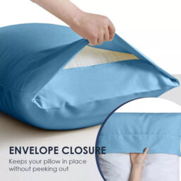 Ameha Bedding Pillowcase-Plain Dyed Light Blue Breathable Envelope Durable Pillow Cover 2 Pair (50 X 75 Cm) Pillow Covers - thumbnail 6
