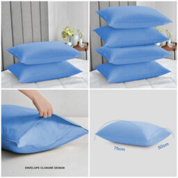 Ameha Bedding Pillowcase-Plain Dyed Light Blue Breathable Envelope Durable Pillow Cover 2 Pair (50 X 75 Cm) Pillow Covers - thumbnail 9