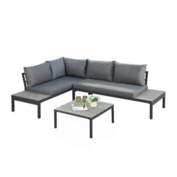 Rhea Platform Corner Sofa  4 Seater Garden Lounge Set With Table Gray - thumbnail 5