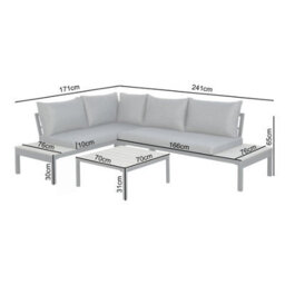 Rhea Platform Corner Sofa  4 Seater Garden Lounge Set With Table Gray - thumbnail 9