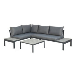 Rhea Platform Corner Sofa  4 Seater Garden Lounge Set With Table Gray - thumbnail 6