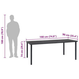 Walplus Outdoor Dining Table Anthracite 190X90X74 Cm Steel - thumbnail 6
