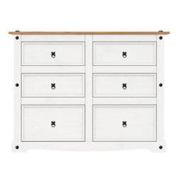Mercers Furniture Corona White 6 Drawer Wide Chest Of Drawers Sideboard Solid Wood Mexican Pine Wooden - thumbnail 4