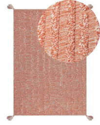 Wyld And Coco Hand-Tufted Orange Cotton Rug 140 X 200 Cm - Low Pile Boho Modern Area Rug - thumbnail 3