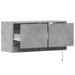 Berkfield Tv Wall Cabinet With Led Lights Concrete Grey 80X31X35 Cm - thumbnail 9
