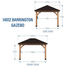 Backyard Discovery Barrington Wooden Gazebo 14X12Ft Cedar Frame Steel Roof Powerport Usb Weather Resistant Garden - thumbnail 2