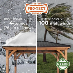 Backyard Discovery Barrington Wooden Gazebo 14X12Ft Cedar Frame Steel Roof Powerport Usb Weather Resistant Garden - thumbnail 5