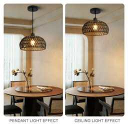 Harper Living Easy Fit Handwoven Rope Ceiling Light Shade With Reducer Ring, E27/b22 Black Woven Shade For Pendant Lights & Floor - thumbnail 6
