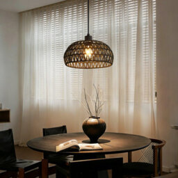 Harper Living Easy Fit Handwoven Rope Ceiling Light Shade With Reducer Ring, E27/b22 Black Woven Shade For Pendant Lights & Floor - thumbnail 3