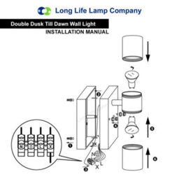 Long Life Lamps Company Outdoor Up Down Wall Light Dusk Till Dawn Sensor Stainless Steel Finish Zlc0203Dtd - thumbnail 9