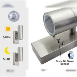 Long Life Lamps Company Outdoor Up Down Wall Light Dusk Till Dawn Sensor Stainless Steel Finish Zlc0203Dtd - thumbnail 4