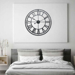 Large Metal Skeleton Wall Clock Big Giant Roman Numerals Round Clocks Black - thumbnail 6