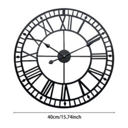 Large Metal Skeleton Wall Clock Big Giant Roman Numerals Round Clocks Black - thumbnail 2