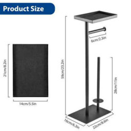 Toilet Roll Holder Free Standing Black Toilet Paper Holder Stand - thumbnail 2
