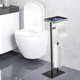 Toilet Roll Holder Free Standing Black Toilet Paper Holder Stand - thumbnail 5