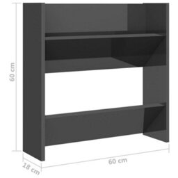 Walplus Wall Shoe Cabinets 4 Pcs High Gloss Grey 60X18X60 Cm Engineered Wood - thumbnail 8