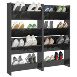 Walplus Wall Shoe Cabinets 4 Pcs High Gloss Grey 60X18X60 Cm Engineered Wood - thumbnail 4