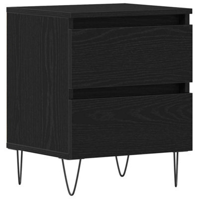 Berkfield Modern Bedside Cabinet Black Oak 40X35X50 Cm Engineered Wood