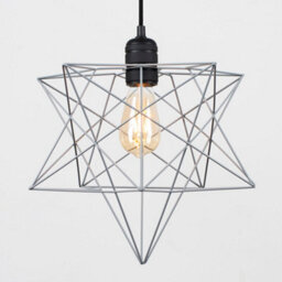 Valuelights Sadira Retro Matt Black Ceiling Pendant Light Fitting With Grey Geometric Star Shade - thumbnail 3