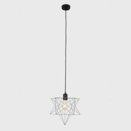 Valuelights Sadira Retro Matt Black Ceiling Pendant Light Fitting With Grey Geometric Star Shade - thumbnail 2