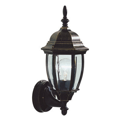 DAR Hambro Outdoor Wall Light Black/gold Glass Ip43