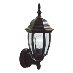 DAR Hambro Outdoor Wall Light Black/gold Glass Ip43