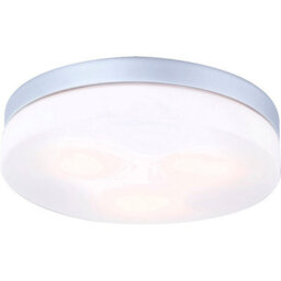 Luminosa Lighting Luminosa Vranos Outdoor Flush Silver Metallic Ip44 Opal Glass Shade 3X E27