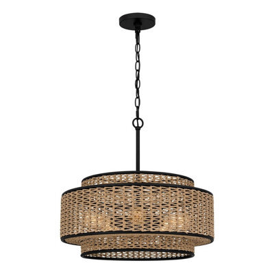 Luminosa Lighting Elstead Quoizel Teton Cylindrical Pendant Ceiling Light Contemporary Matt Black 5X E27 - image 1