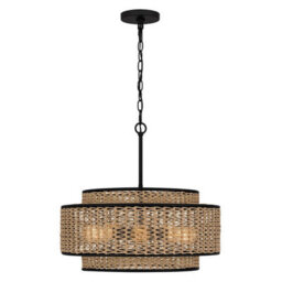 Luminosa Lighting Elstead Quoizel Teton Cylindrical Pendant Ceiling Light Contemporary Matt Black 5X E27 - thumbnail 5