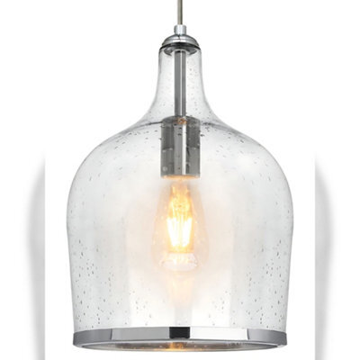 Long Life Lamps Company Modern Clear Transparent Glass Ceiling Pendant Shade Bell Bubble Effect H3022 - image 1
