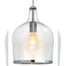 Long Life Lamps Company Modern Clear Transparent Glass Ceiling Pendant Shade Bell Bubble Effect H3022 - thumbnail 1