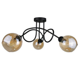 Luminosa Lighting Luminosa Venus Multi Arm Semi Flush Ceiling Light Black, 70Cm, 3X E27