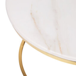 Beliani Beige Marble-Effect Round Coffee Table 70 Cm With Gold Metal Base Modern Design - thumbnail 4