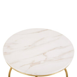 Beliani Beige Marble-Effect Round Coffee Table 70 Cm With Gold Metal Base Modern Design - thumbnail 6