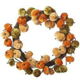 Velvet Pumpkin Autumn Door Wreath