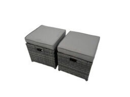 Fimous Rattan Dining Table Sofa Set With 2 Side Tables Small Footstool Outdoor Garden Furniture Set Dark Grey Mixed - thumbnail 7