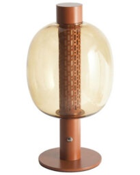 Wyld and Coco Nexa Modern Wireless Led Table Lamp - Brown Aluminium Frame With Oval Glass Shade, Touch Dimmer, 3 Colour Temperatures - thumbnail 1