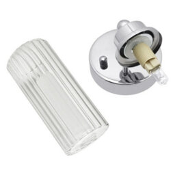 Long Life Lamps Company Ribbed Glass Single Wall Light Polished Chrome Slim Side Ip44 H3136 - thumbnail 5