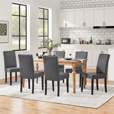 Yaheetech Dark Grey Set Of 2 Faux Leather High Back Dining Chairs With Rubberwood Legs - image 1