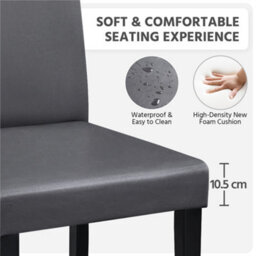 Yaheetech Dark Grey Set Of 2 Faux Leather High Back Dining Chairs With Rubberwood Legs - thumbnail 6