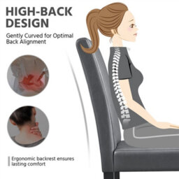 Yaheetech Dark Grey Set Of 2 Faux Leather High Back Dining Chairs With Rubberwood Legs - thumbnail 5