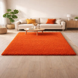 Uetian Orange Shaggy Rug Soft Plush Dense Pile Modern Area Carpet (120X170 Cm) - thumbnail 1