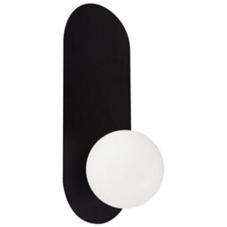 Wyld And Coco Set Of 2 Black Matt Iron Wall Lamps With Opaque Glass Globes, W12 X D13 X H30Cm - thumbnail 4