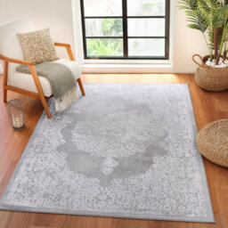 Livabliss Lustro-Vintage Grey Off-White Beige Traditional Boho Living Dining Bedroom Rug 160 X 220 Cm Easy Care, Non Shedding - thumbnail 2