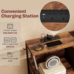 Homcom Fabric Chest Of Drawers W/ Charging Station For Bedroom Rustic Brown - thumbnail 4