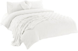 Homes & Linen Hearts Teddy Fleece White Duvet Cover Set Super Soft Fluffy Bedding With Embossed Heart Design - thumbnail 2